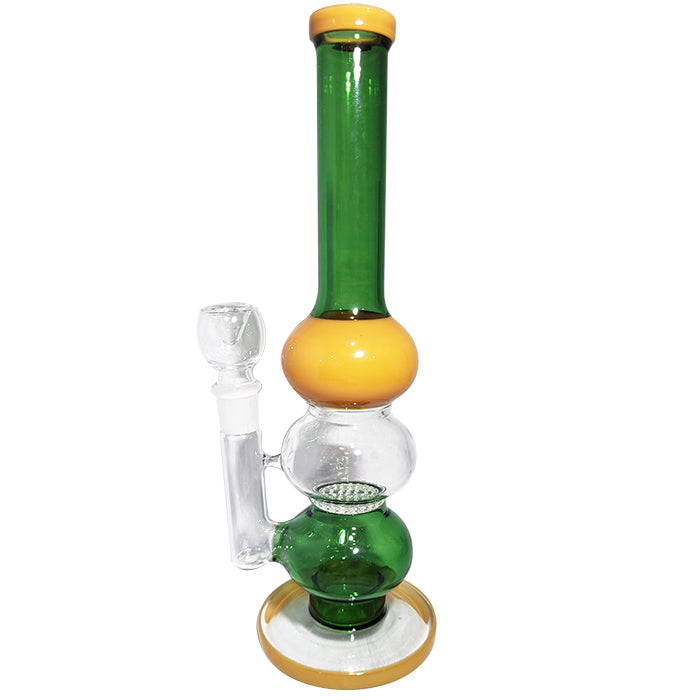 12" Straight Tube Glass Water Pipe – Double Honeycomb Percolator