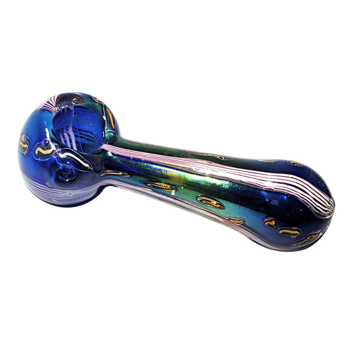 4"5" Blue Green Hand Pipe w/ Stripes