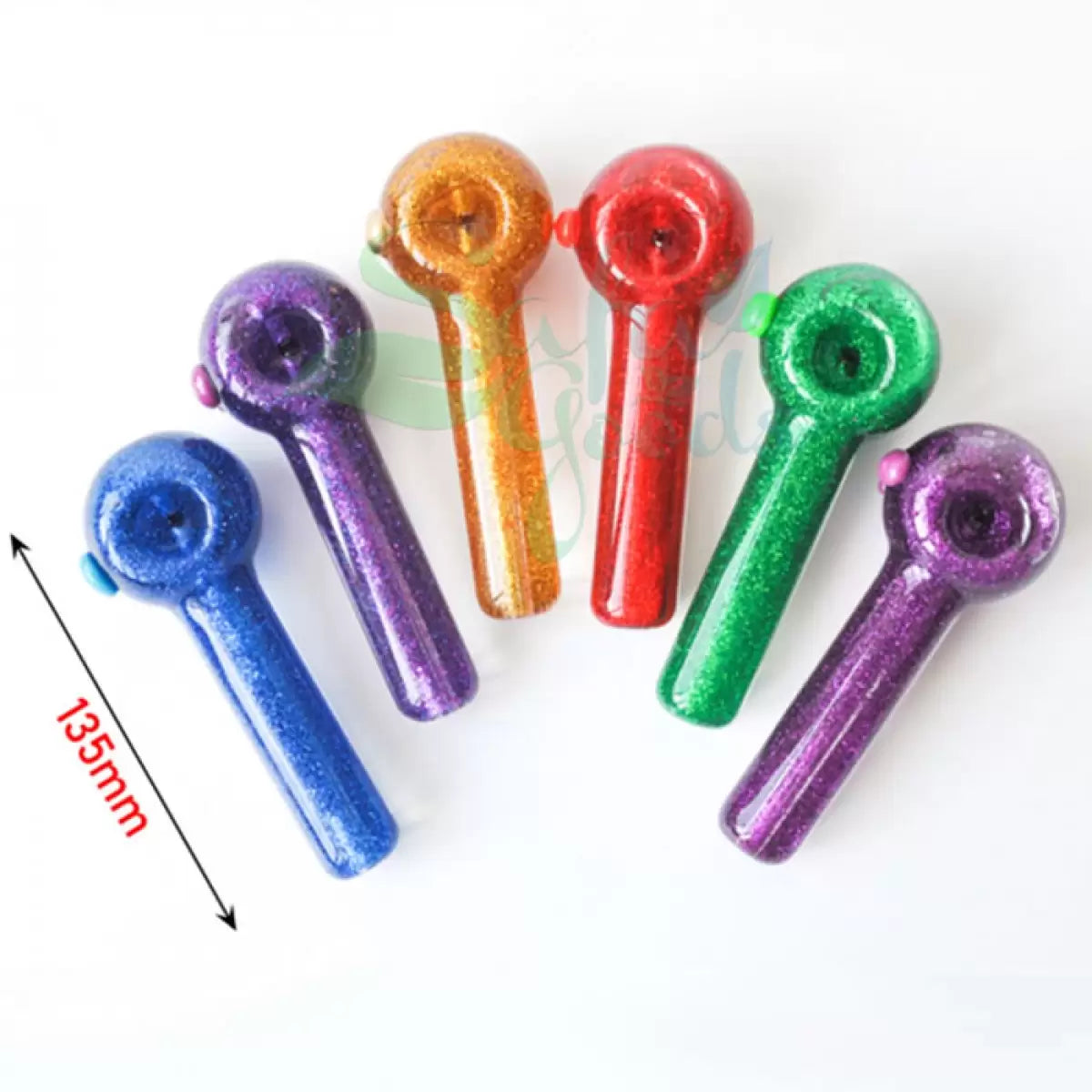 5.3-Inch Glitter Glass Hand Pipes – 2 Pack