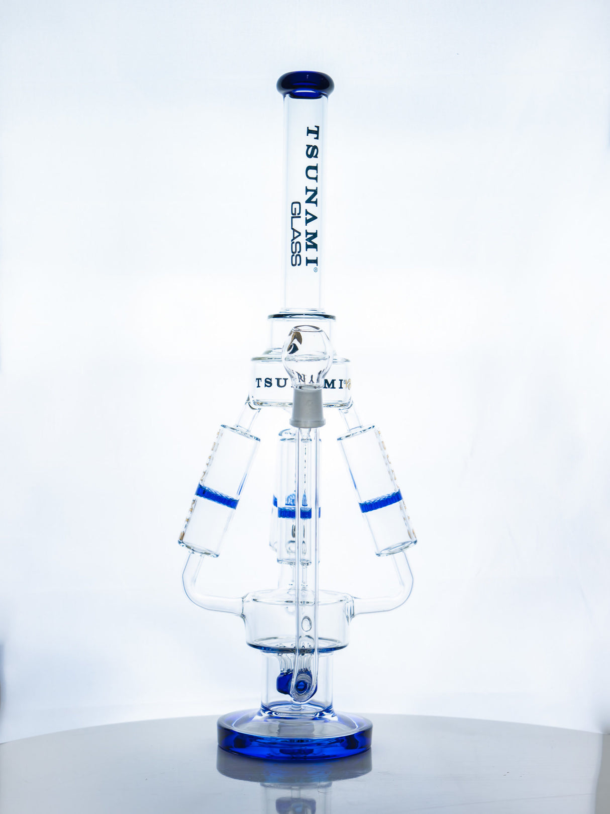 Clear Blue 21" Tsunami Sprinkler & Honeycomb Glass Water Pipe