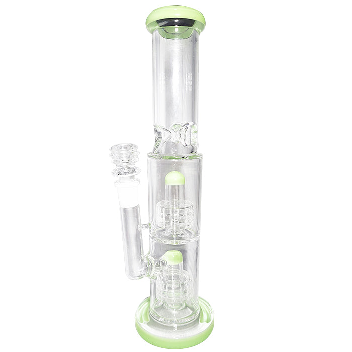 Glass Water Pipe Double Percolator Straight Pipe Design