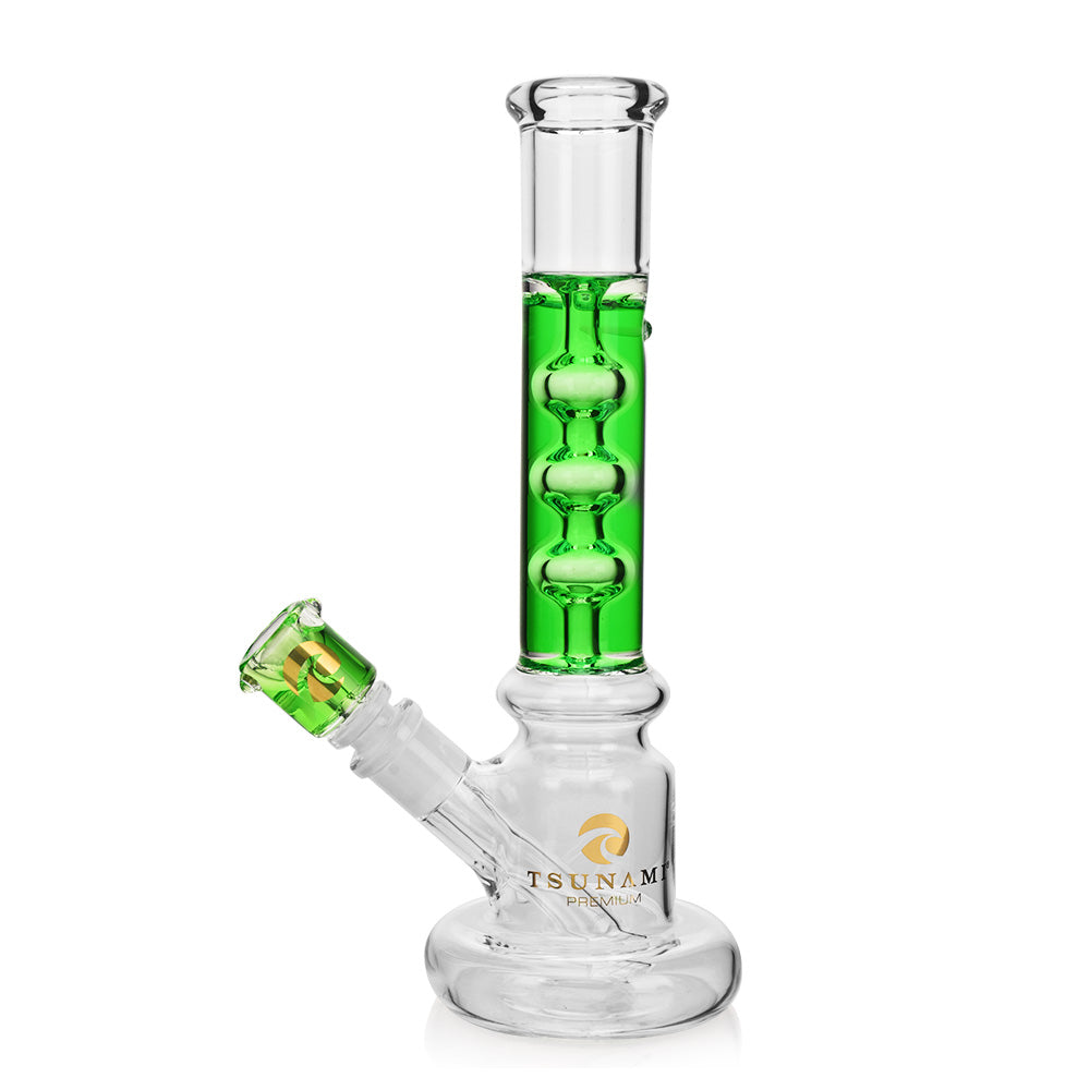 Green 10" Glycerine Three Rings Water Pipe – Tsunami