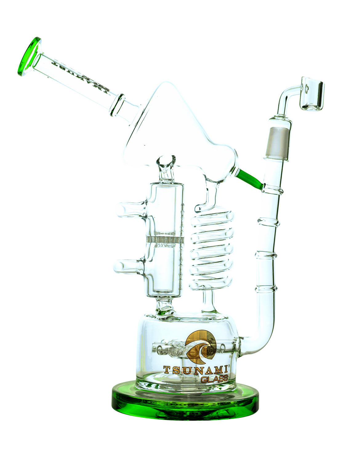 Green 12" Tsunami Concentrate Rig – Sprinkler Honeycomb Twist Recycler