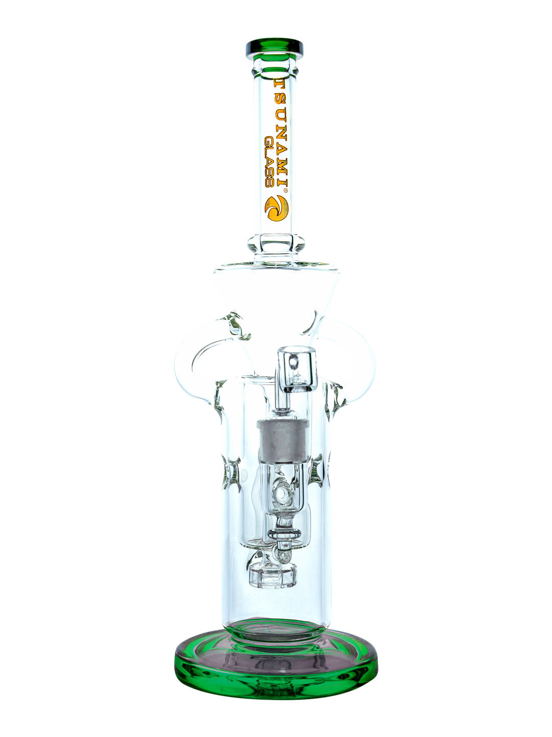 Green 13" Tsunami Concentrate Rig Shower Head Swiss Recycler WP