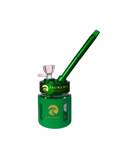 Green 6" Mini Bubbler Water Pipe - Tsunami