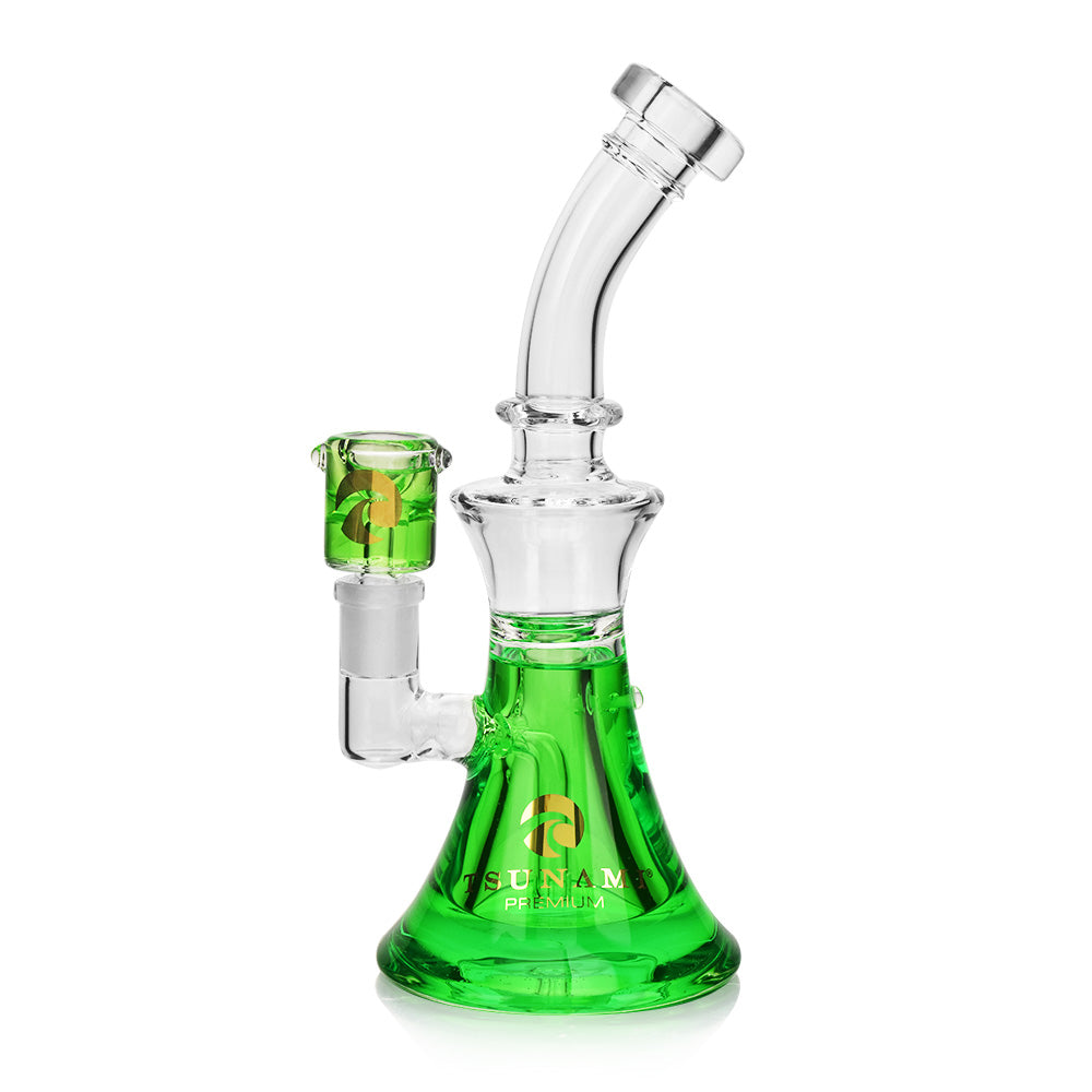 Green 9" Tsunami Curved Neck Glycerine Water Pipe