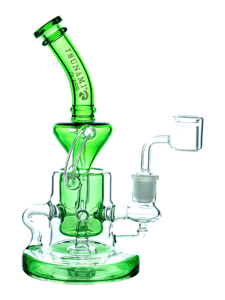 Green 9" Tsunami Shower Head Recycler Glass Water Pipe
