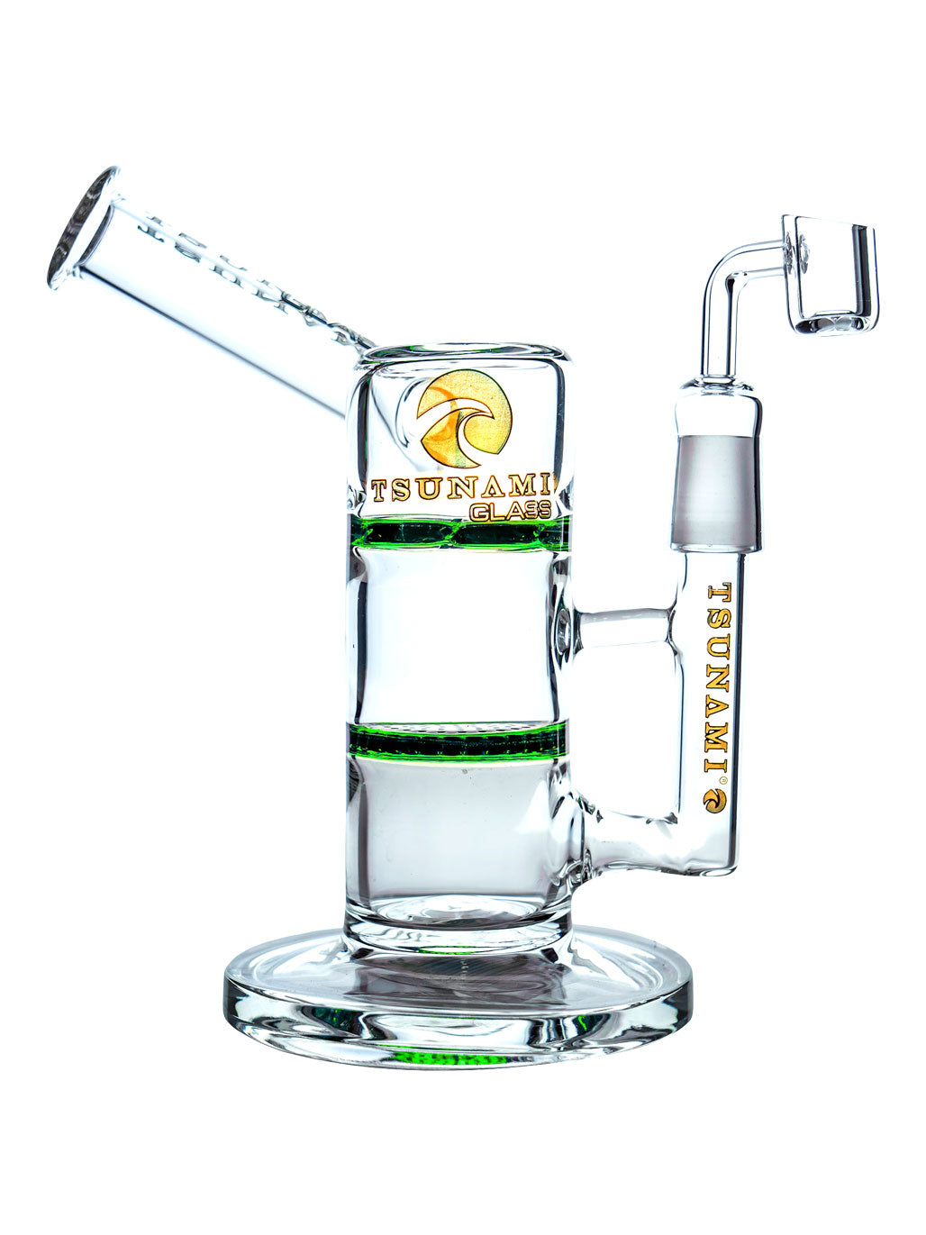 Green 9" Tsunami Side Neck Honey Turbine Concentrate Rig