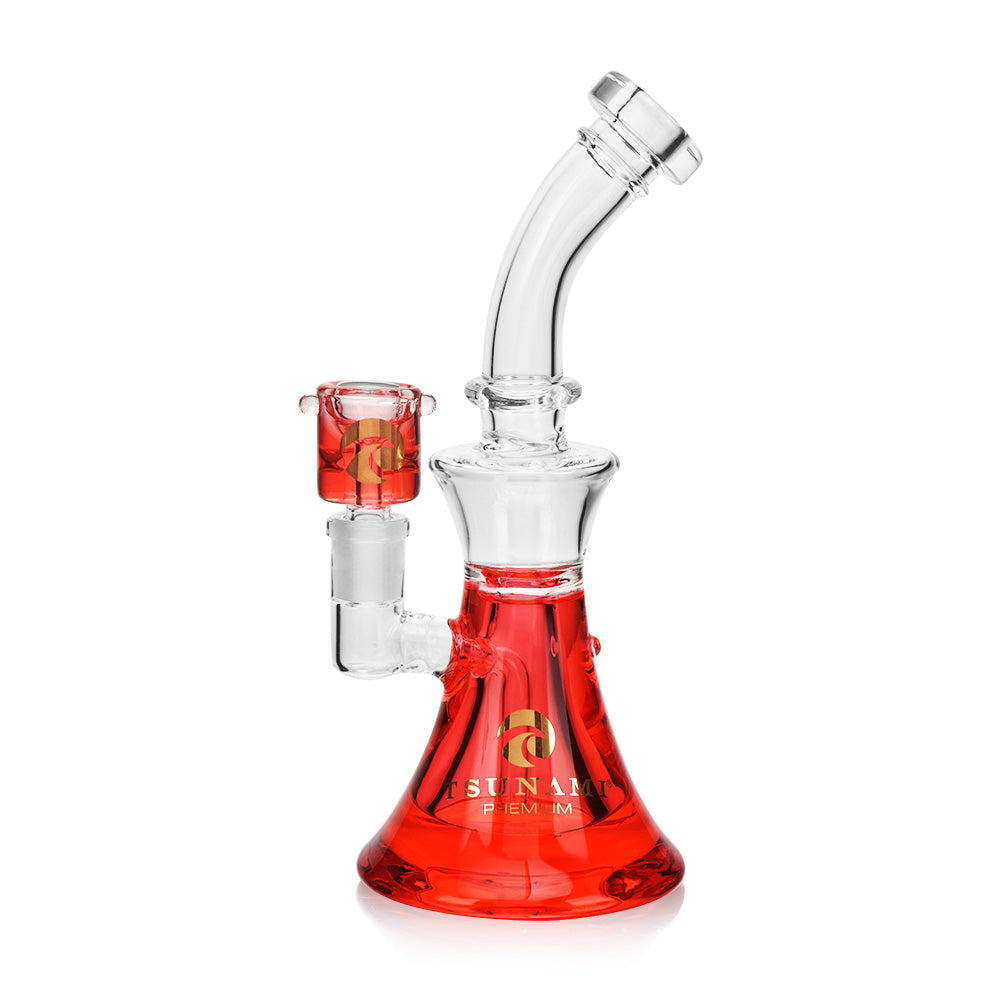 Red 9" Tsunami Curved Neck Glycerine Water Pipe