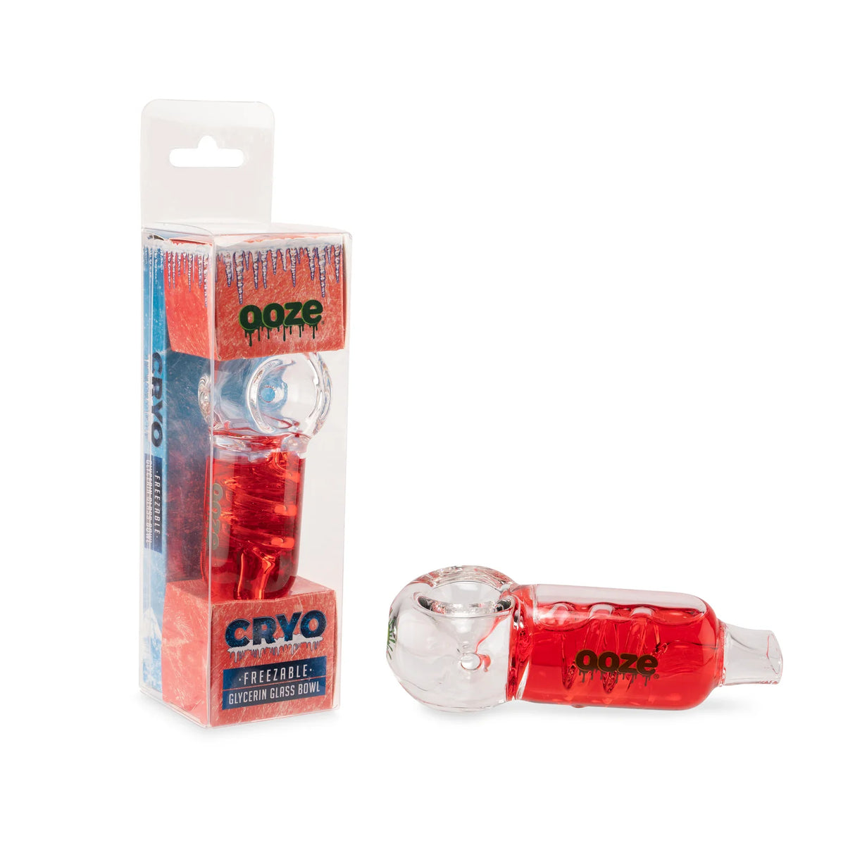Red Cryo Freezable Glass Hand Pipe - Ooze