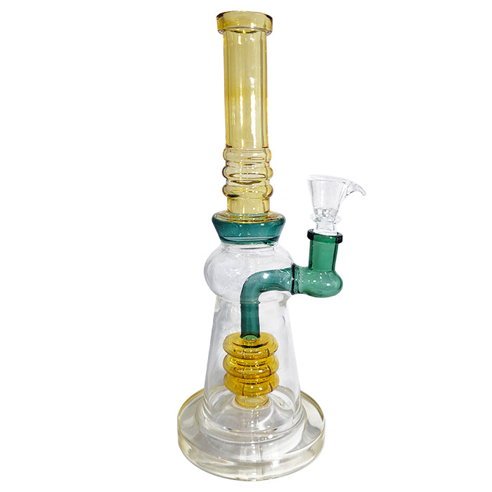 Ridged Perc Glass Water Pipe Design