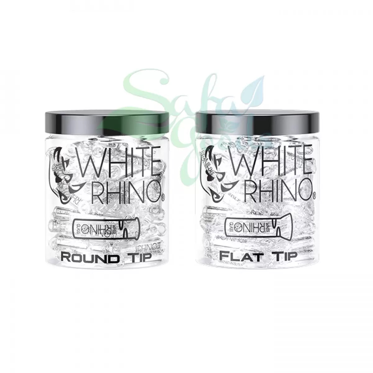 White Rhino Glass Tip Jars