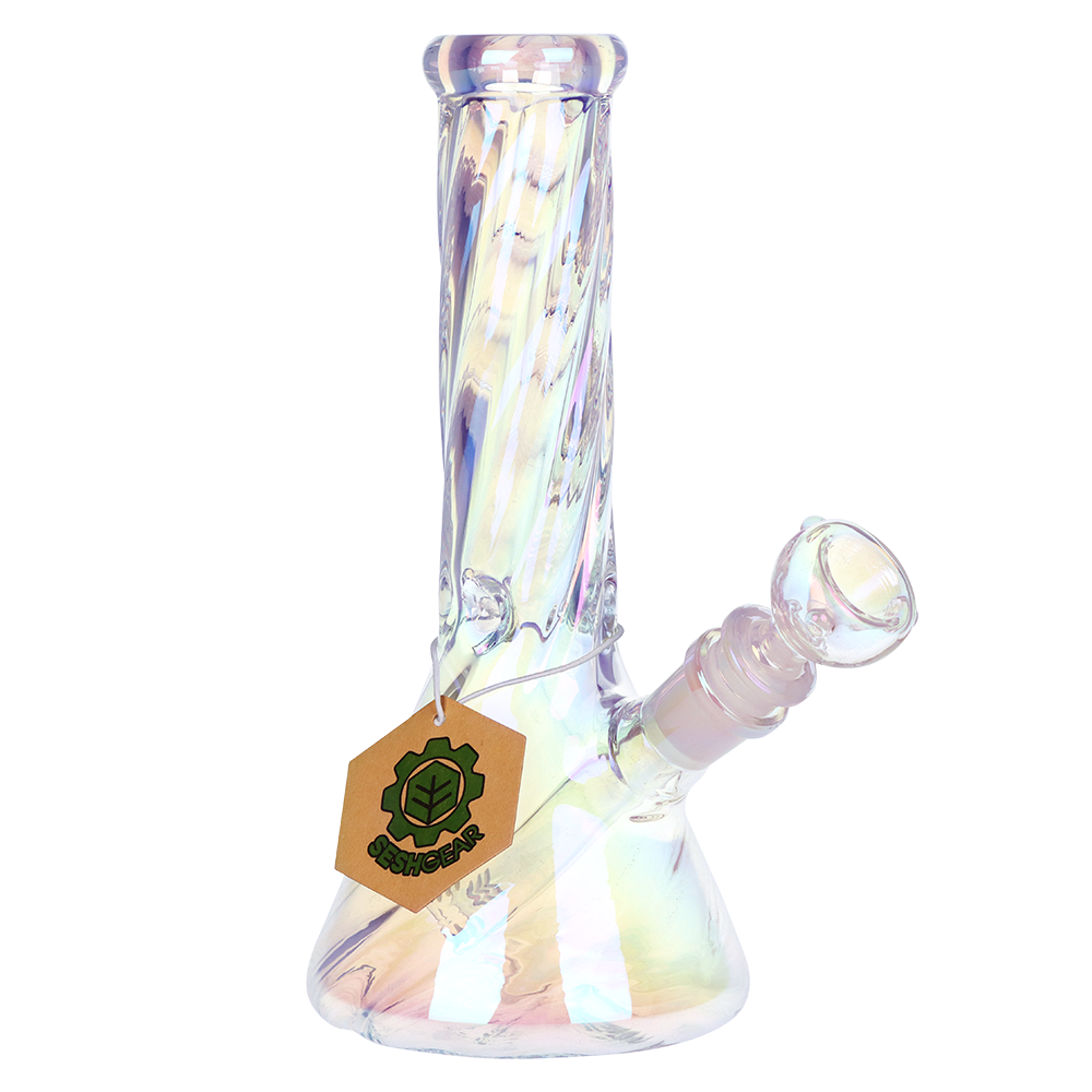10" Glow Glass Beaker Water Pipe | 14mm Female | Asst. Designs  – Monsters And Shrooms