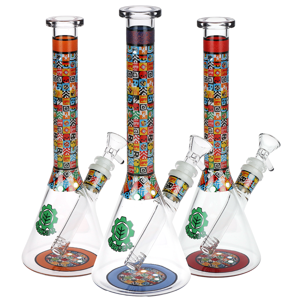 10" Icon Blocks Pattern Beaker Water Pipe 14mm F – SeshGear