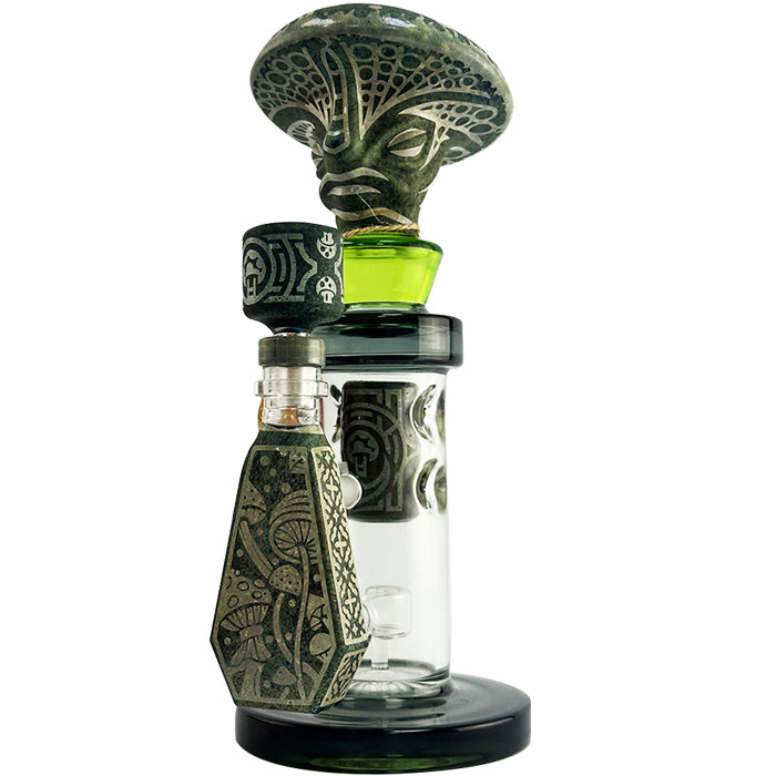 11" Hieroglyphs Mushroom Design Glass Water Pipe – Something Glass