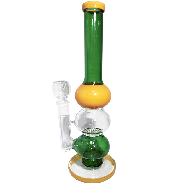 12" Straight Tube Glass Water Pipe – Double Honeycomb Percolator