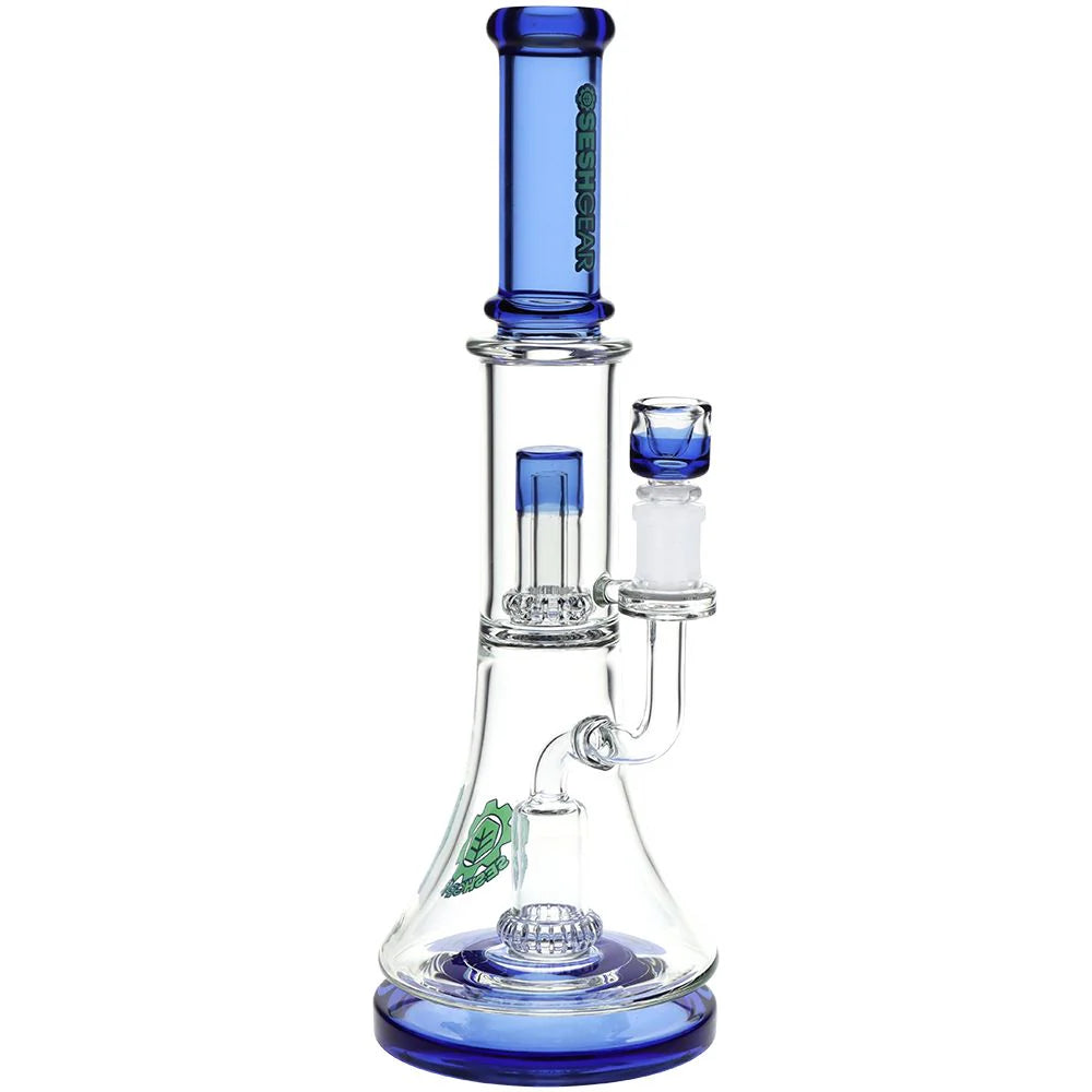 13" Double Showerhead Perc Glass Water Pipe 14mm F – SeshGear