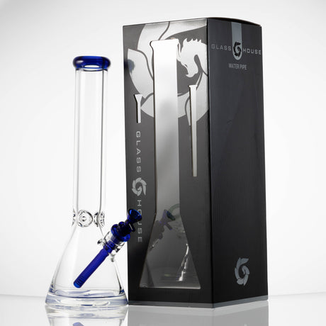 16" Straight Water Pipe w Color Downstem - Glass House