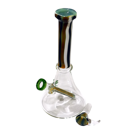 8" Colored Beaker Glass Water Pipe – Green/black/white