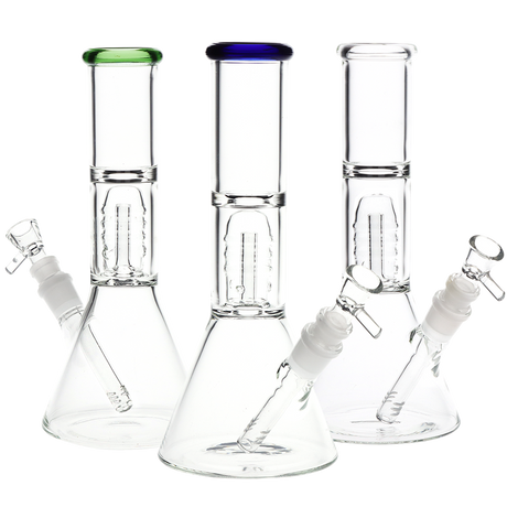 8" Stacked Showerhead Perc Glass Beaker Water Pipe – 14MM Female