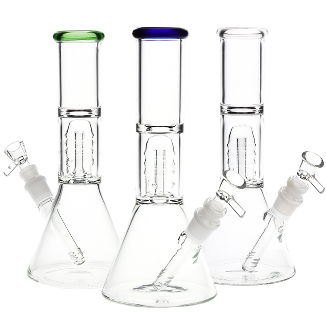 8" Stacked Showerhead Perc Glass Beaker Water Pipe – 14MM Female