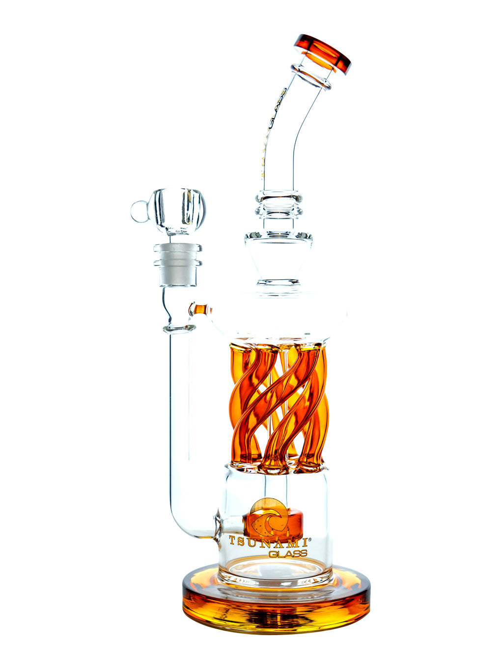 Amber 12" Tsunami Shower Head Twist Perc Recycler Water Pipe