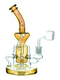 Amber 9" Tsunami Shower Head Recycler Glass Water Pipe