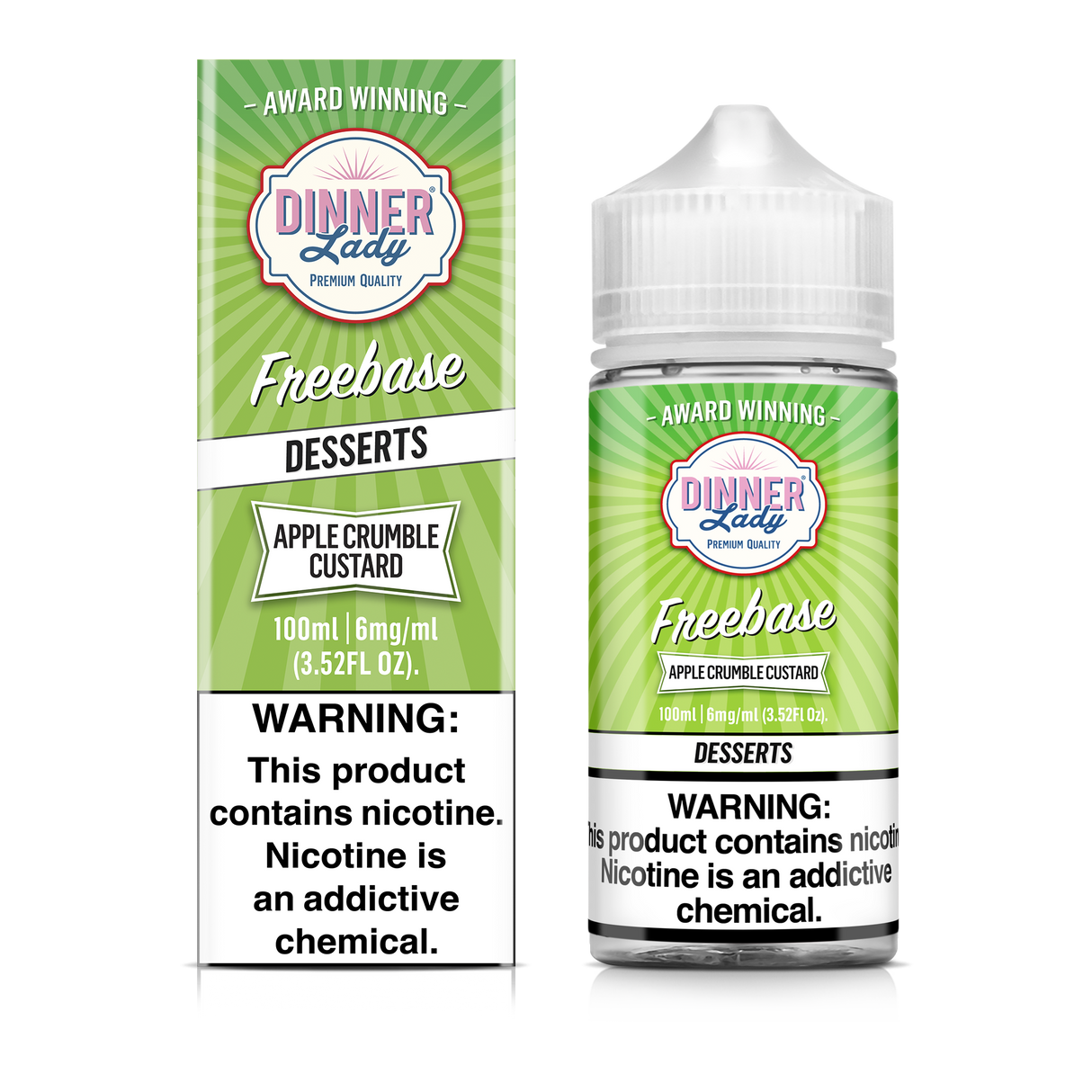 Apple Crumble Custard Freebase E-Liquid 100ML - Dinner Lady