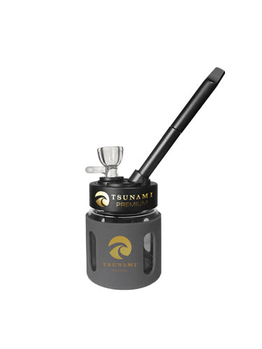 Black 6" Mini Bubbler Water Pipe - Tsunami