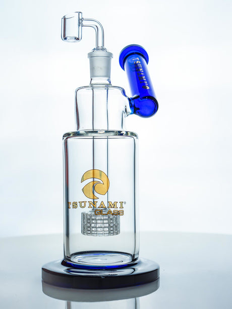 Blue 10" Tsunami Side Neck Shower Head Concentrate Rig Water Pipe