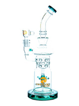 Blue 12" Tsunami Double Propeller Drum Perc Recycler Water Pipe