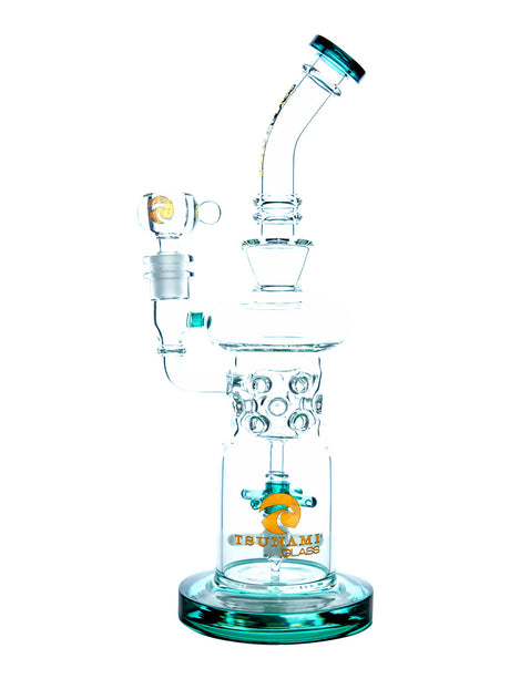 Blue 12" Tsunami Double Propeller Drum Perc Recycler Water Pipe