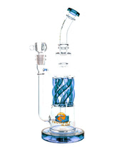 Blue 12" Tsunami Shower Head Twist Perc Recycler Water Pipe