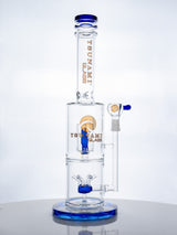 Blue 14" Tsunami Glass Water Pipe – Cube Perc Design