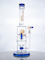 Blue 14" Tsunami Glass Water Pipe – Cube Perc Design