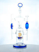 Blue 15" Tsunami Shower Head Donut Recycler Water Pipe