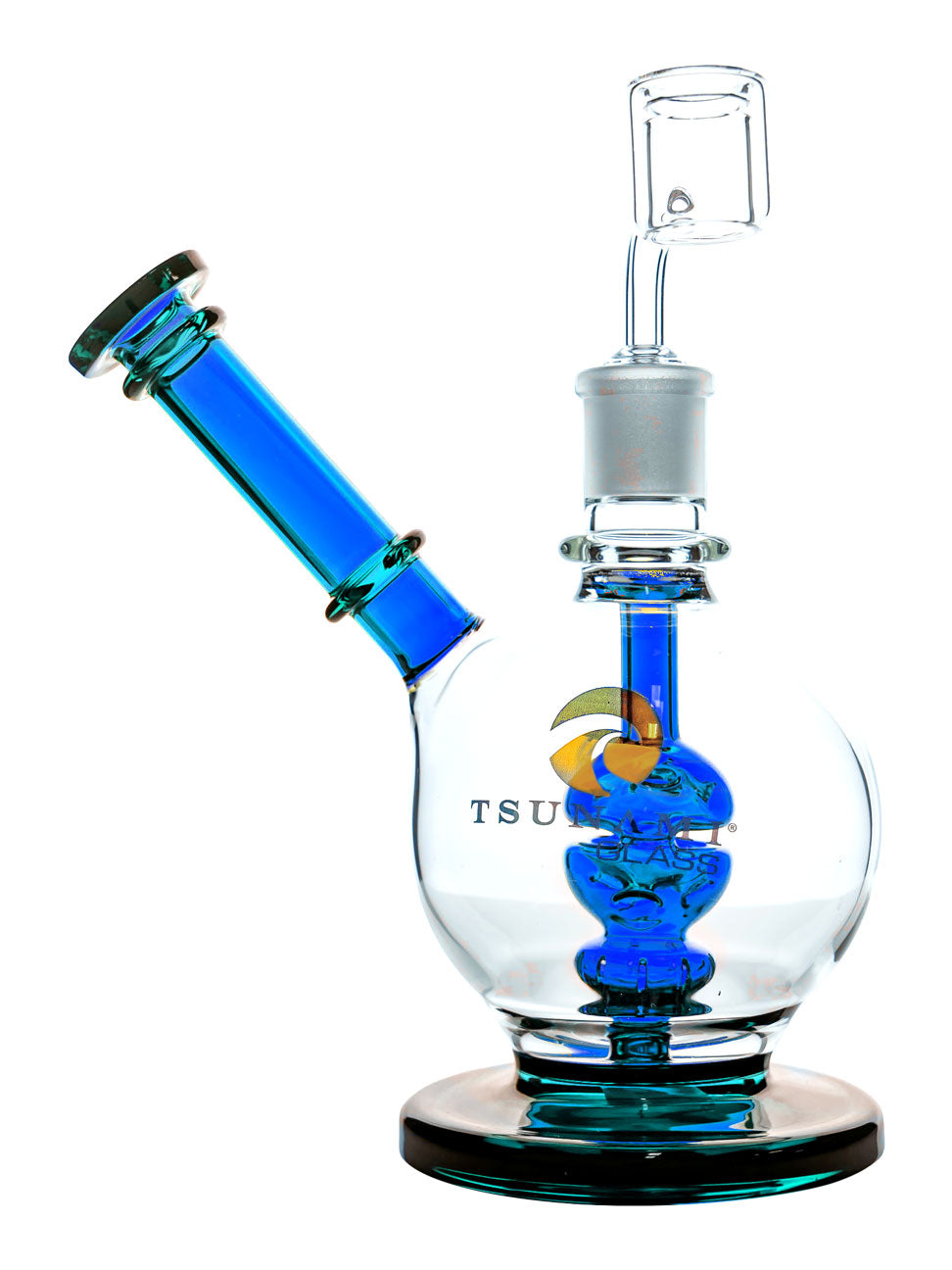 Blue 8" Tsunami Concentrate Rig – Shower Head Side Neck Dome WP