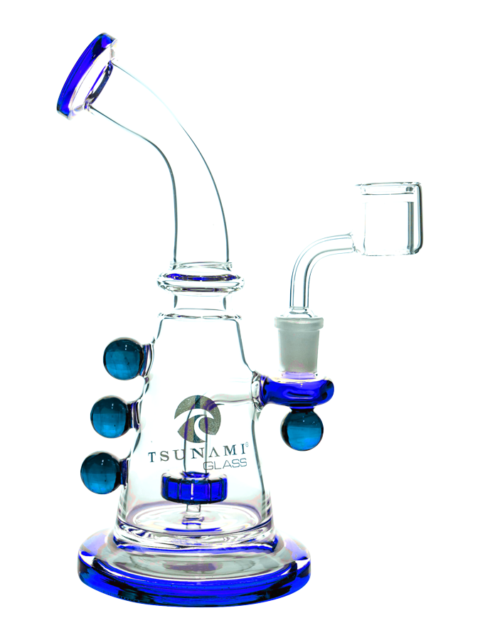Blue Tsunami 9" Showerhead Marble Concentrate Glass Water Pipe