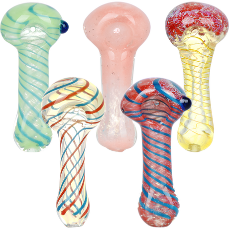 Classic Frit & Stripe Spoon Pipe 3.5" Asst. Designs [40CT] - Pulsar
