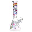 Clear 10" Greetings Feline Glass Beaker Water Pipe 14mm F