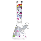 Clear 10" Greetings Feline Glass Beaker Water Pipe 14mm F