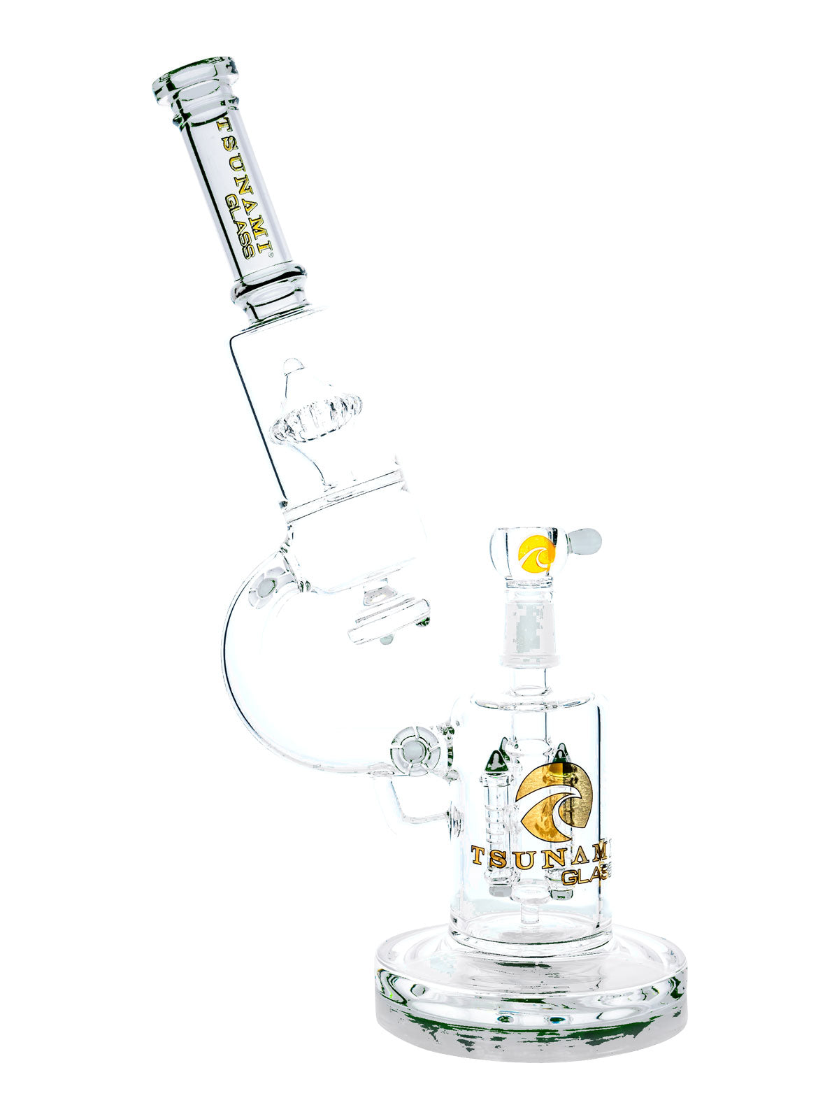 Clear 14" Microscope Quad Rocket Domed Perc Water Pipe - Tsunami