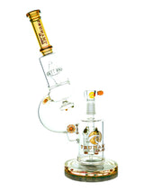 Clear Amber 14" Microscope Quad Rocket Domed Perc Water Pipe - Tsunami