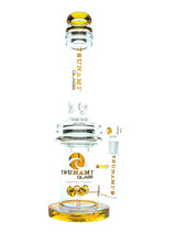 Clear Amber 16" Tsunami Button Double Honeycomb Heart Perc Waterpipe