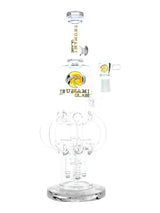 Clear Black 14" Tsunami Roctapus Quad Rocket Button Perc Glass Water Pipe
