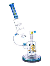 Clear Blue 14" Microscope Quad Rocket Domed Perc Water Pipe - Tsunami