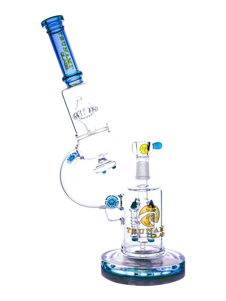Clear Blue 14" Microscope Quad Rocket Domed Perc Water Pipe - Tsunami