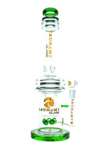 Clear Green 16" Tsunami Button Double Honeycomb Heart Perc Waterpipe