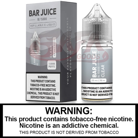 Clear Salt Nic E-Juice 30ML - Bar Club
