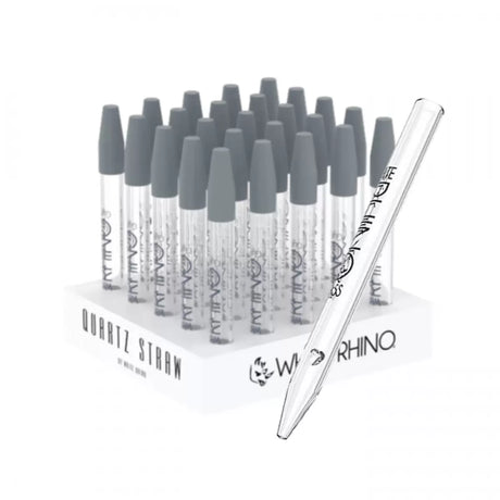 Dab Straws with Silicone Caps [25ct] Box - White Rhino